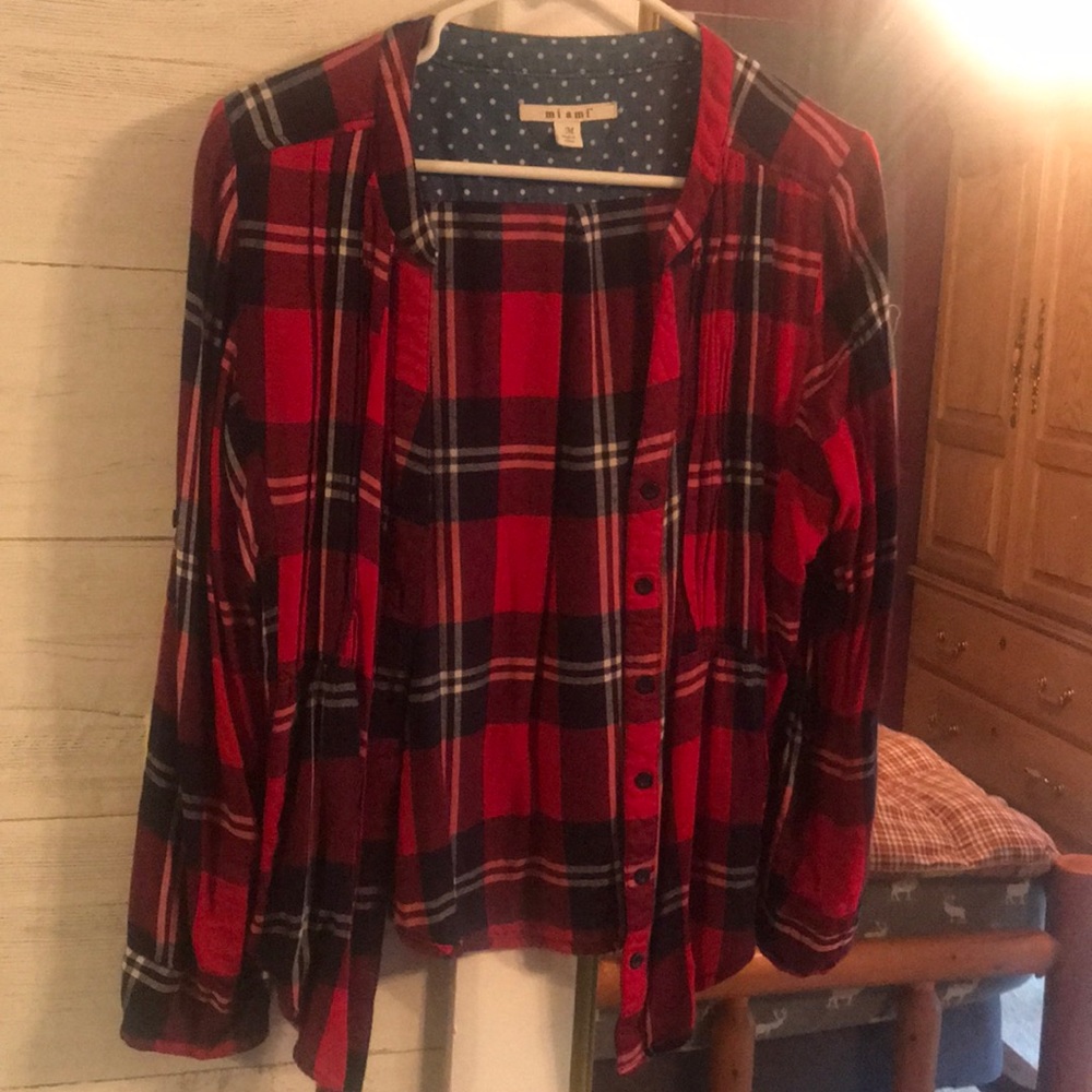 Long sleeve flannel print shirt